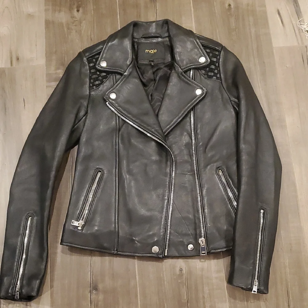 Maje Sleek Black Leather Jacket - Picture 5 of 11